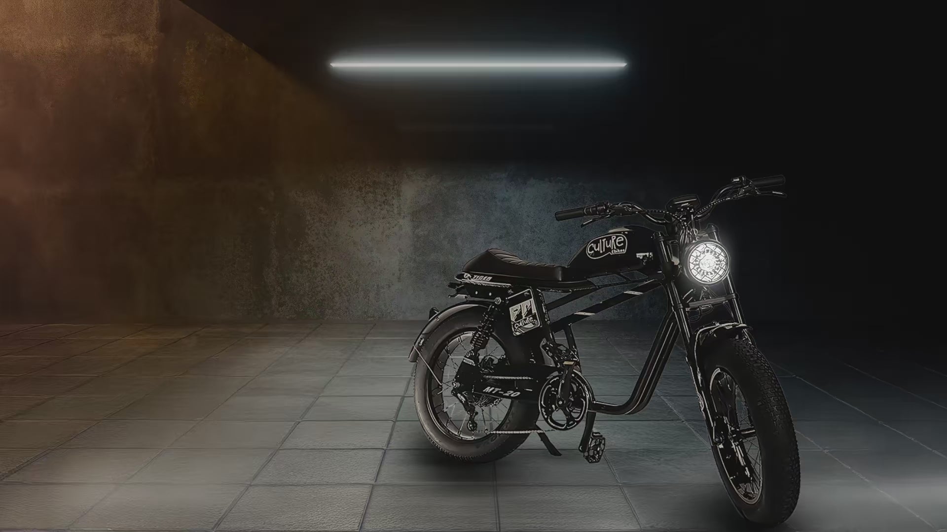 Load video: Retro Plus Moto Style Electric Bike in black